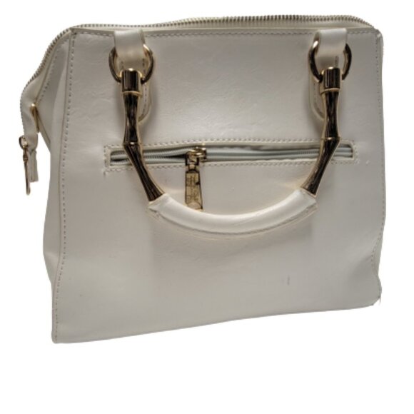 White Handbag with Goldtone Handle - Picture 6 of 16